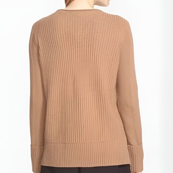 Vince Camel Directional Ribbed Wool Cashmere Sweater - Picture 2 of 11